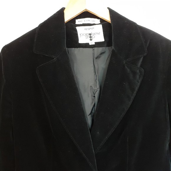 Vintage Nordstrom Point of View Velvet Single Button Blazer Black Size 10 - Picture 4 of 16
